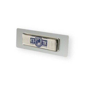 Aluminum name badges with magnetic holder